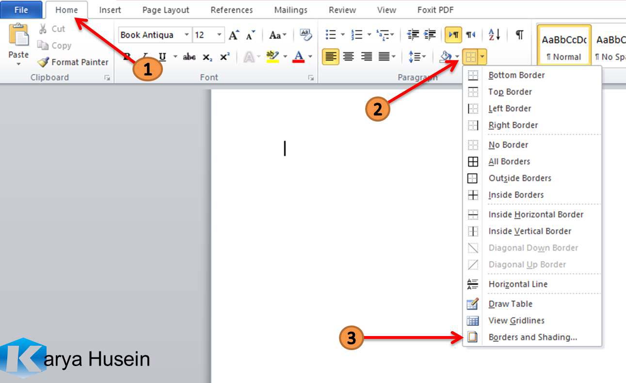 cara membuat garis di Microsoft Word